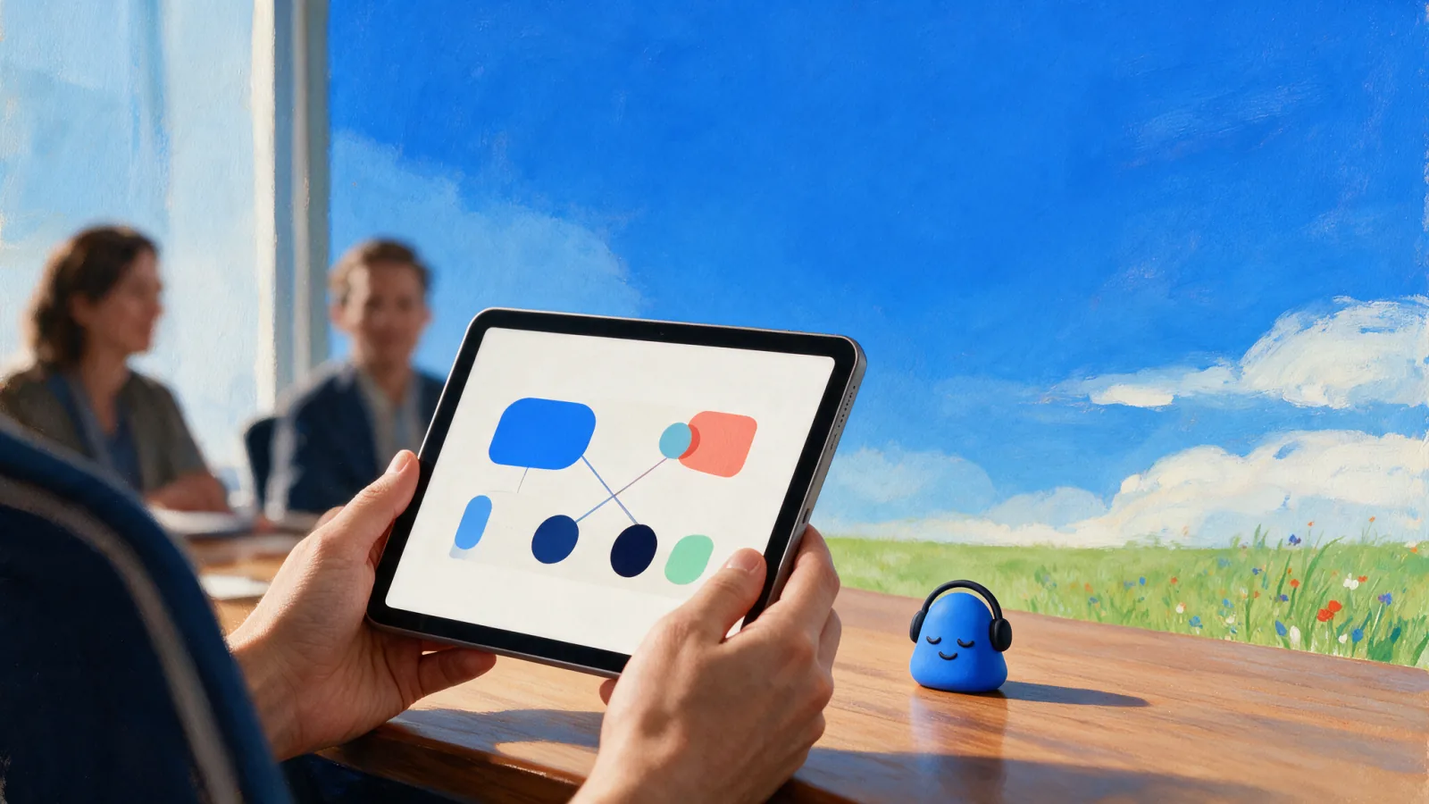 Three paths from a meeting to a hand-drawn board, captured screenshots, and an AI-made visual recap
