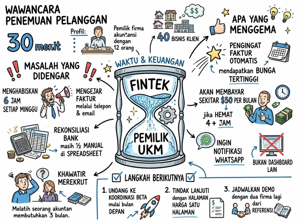 Contoh Visual Note yang menunjukkan hubungan antara topik utama dan keputusan pendukung